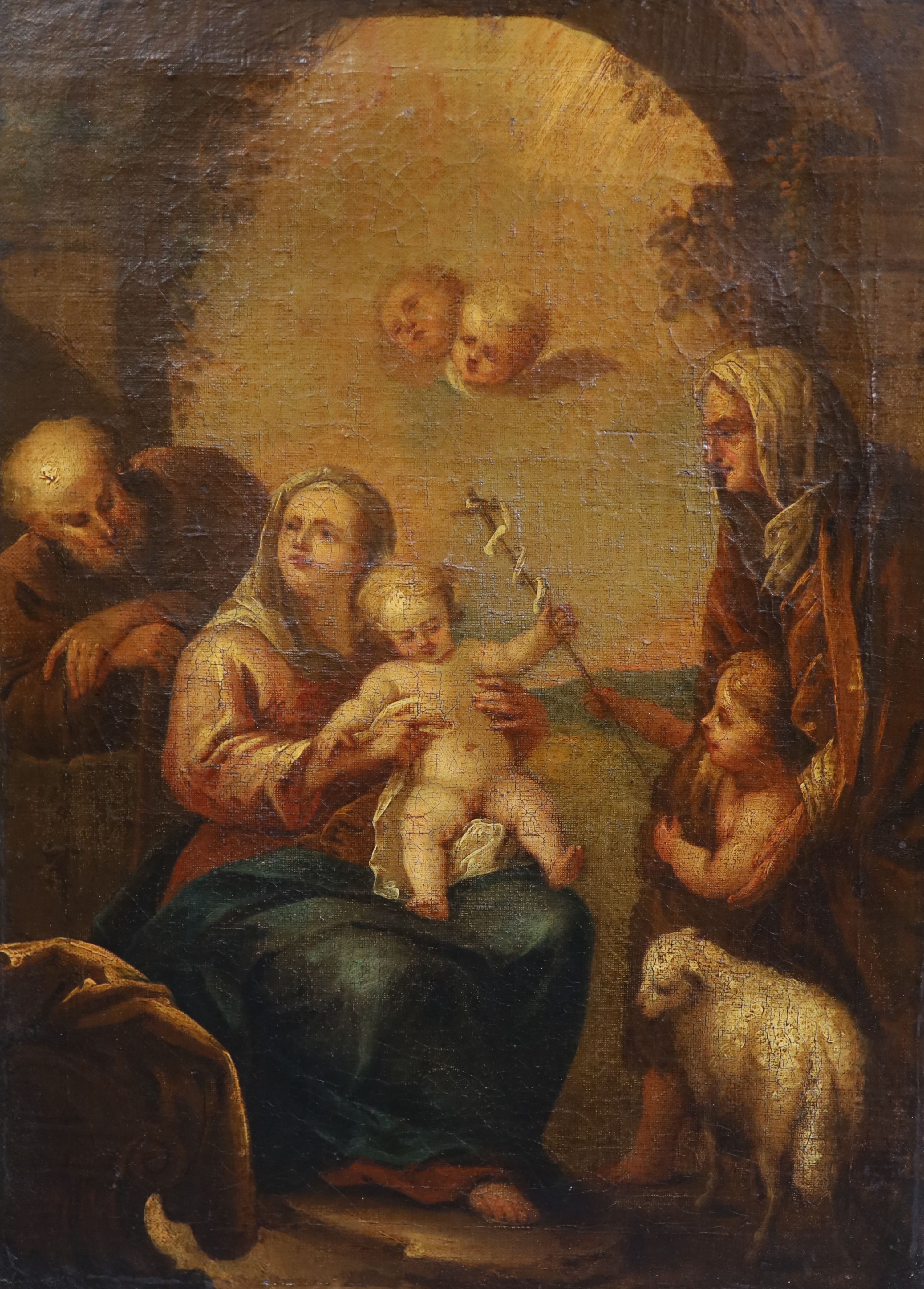 17th century Italian school - The Holy Family with St.John the Baptist and St. Anne